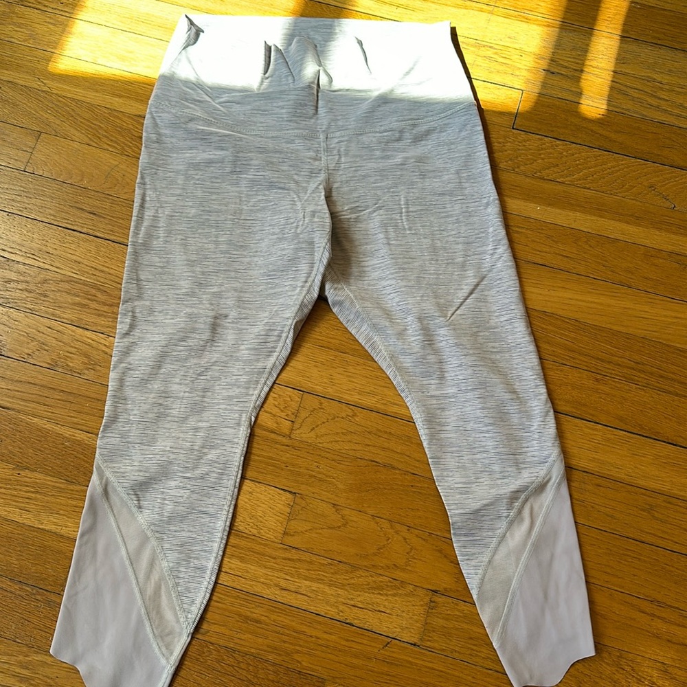 lululemon white and gray striped leggings